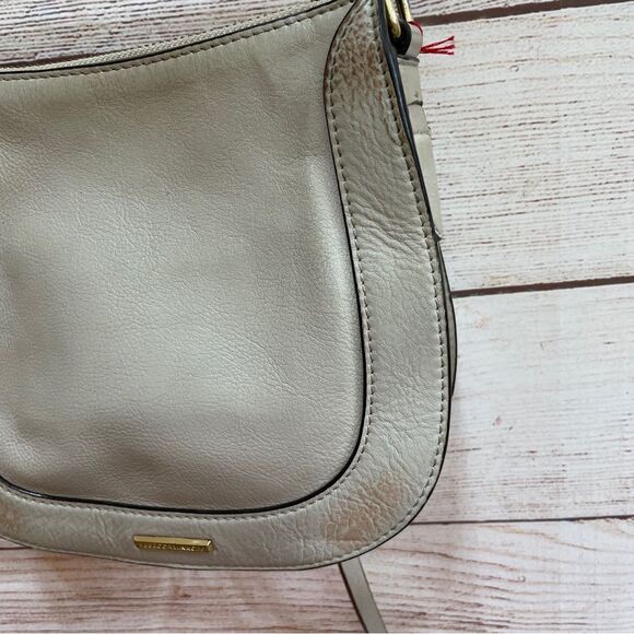 REBECCA MINKOFF LEATHER SADDLEBAG WITH DOG CLIP IN CREAM - Picture 7 of 13